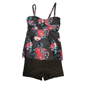 Plus Size Floral Tankini Two Piece Swimsuit Set 3XL
